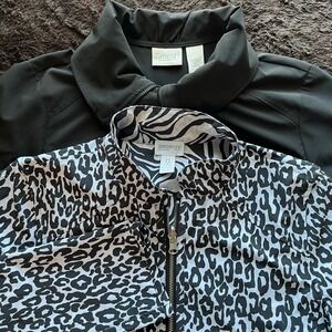 Set‎ of 2 Chicos Zenergy Zip up Jackets Size 0 (Womens 4/6) Leopard Black